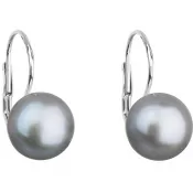 Strieborné náušnice visiace so šedou riečnou perlou 21009.3
