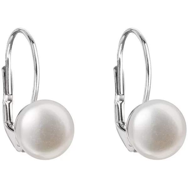 Strieborné náušnice visiace s bielou riečnou perlou 21009.1