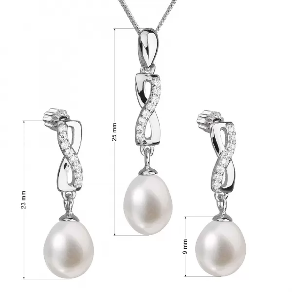 Perlová súprava z riečnych perál biela 29041.1