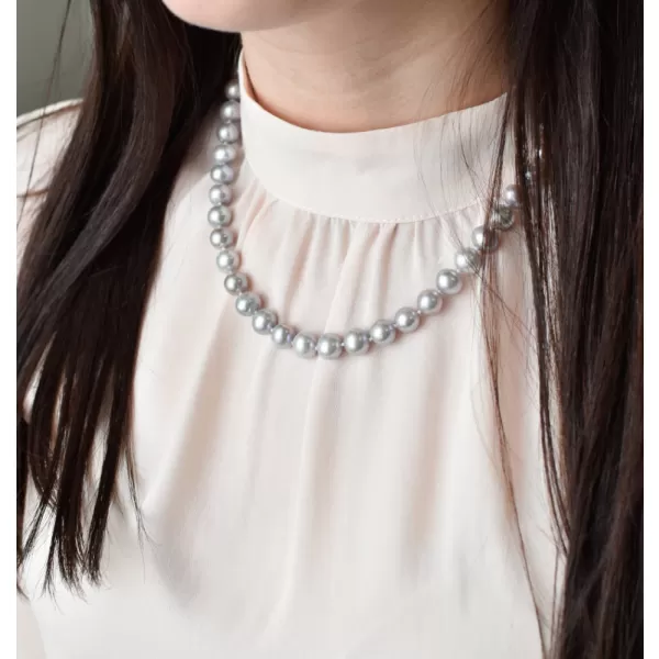 Perlový náhrdelník z pravých riečnych perál šedý 22028.3