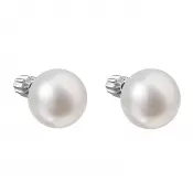 Strieborné náušnice kôstky s bielou riečnou perlou 21005.1