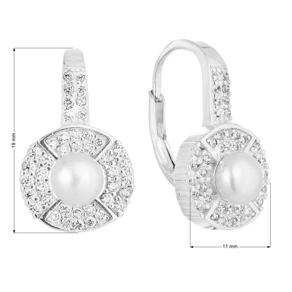 Strieborné náušnice visiace s bielou riečnou perlou 21054.1