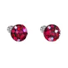 Strieborné náušnice pecka s kryštálmi Swarovski červené okrúhle 31336.3 cherry