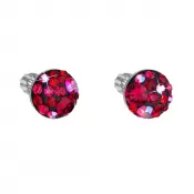 Strieborné náušnice pecka s kryštálmi Swarovski červené okrúhle 31336.3 cherry