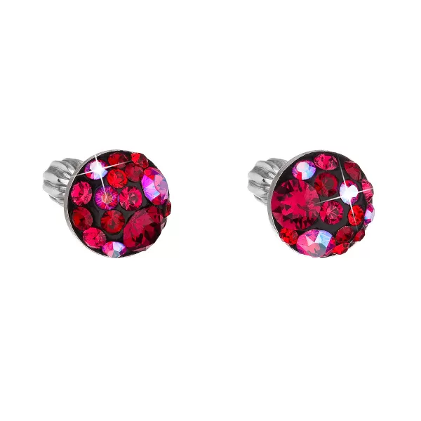 Strieborné náušnice pecka s kryštálmi Swarovski červené okrúhle 31336.3 cherry
