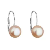 Strieborné náušnice visiace s oranžovou riečnou perlou 21044.3