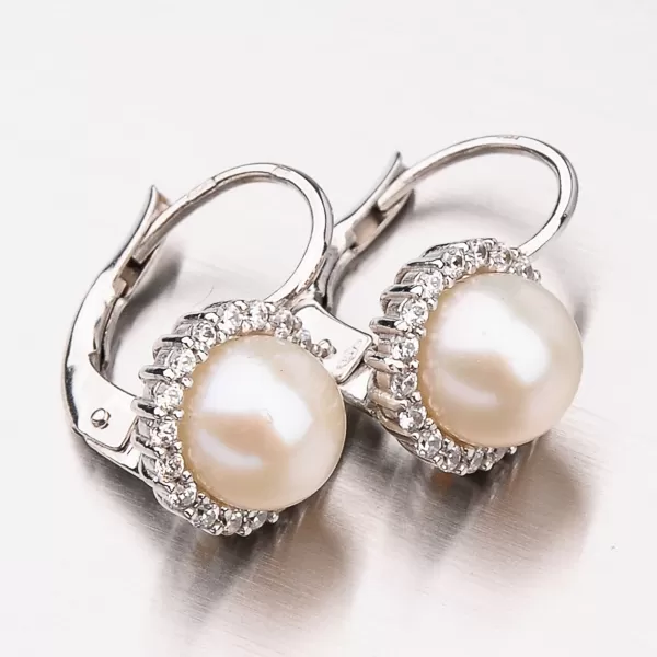Náušnice s perlou a zirkónmi 12-378