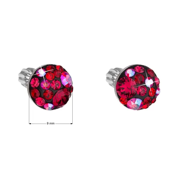 Strieborné náušnice pecka s kryštálmi Swarovski červené okrúhle 31336.3 cherry
