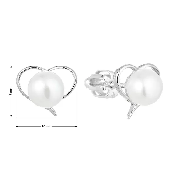 Strieborné náušnice kôstky s bielou riečnou perlou 21057.1