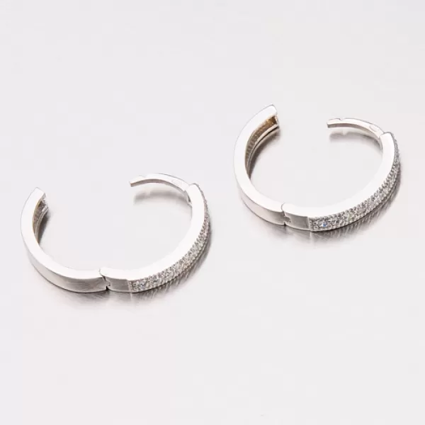 Náušnice s zirkónmi v bielom zlate 12-338