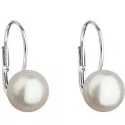 Strieborné náušnice visiace s bielou riečnou perlou 21044.1