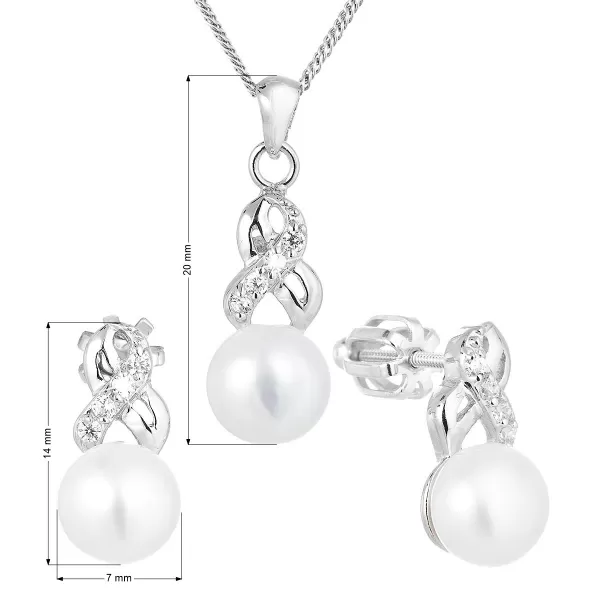 Perlová súprava z riečnych perál biela 29044.1