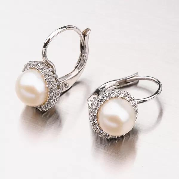 Náušnice s perlou a zirkónmi 12-378