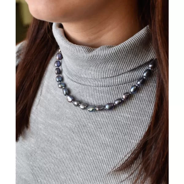 Perlový náhrdelník z pravých riečnych perál modrý 22027.3