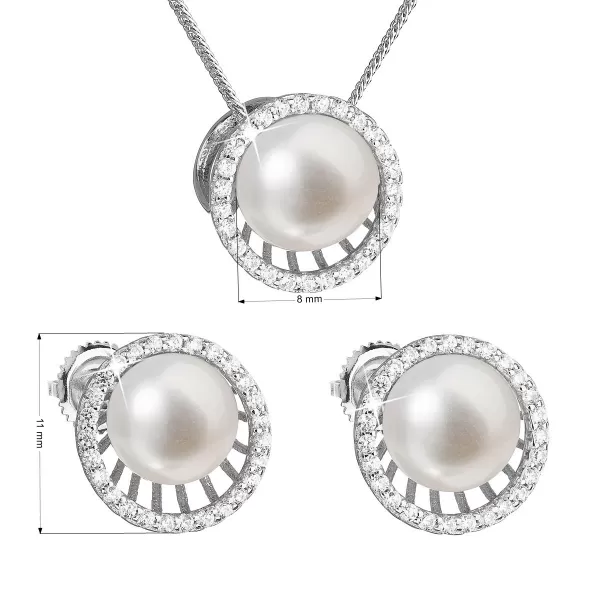 Perlová súprava z riečnych perál biela 29034.1