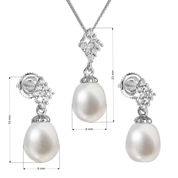 Perlová súprava z riečnych perál biela 29018.1