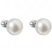 Strieborné náušnice kôstky s bielou riečnou perlou 21004.1