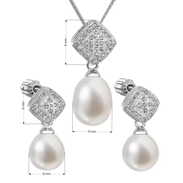 Perlová súprava z riečnych perál biela 29008.1