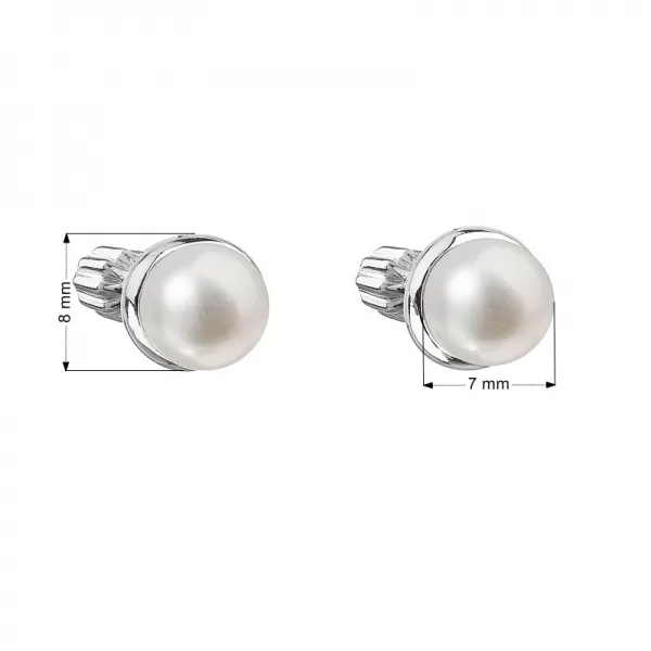 Strieborné náušnice kôstky s bielou riečnou perlou 21003.1