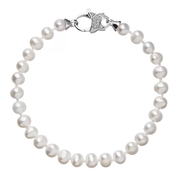 Perlový náramok z pravých riečnych perál biely 23002.1