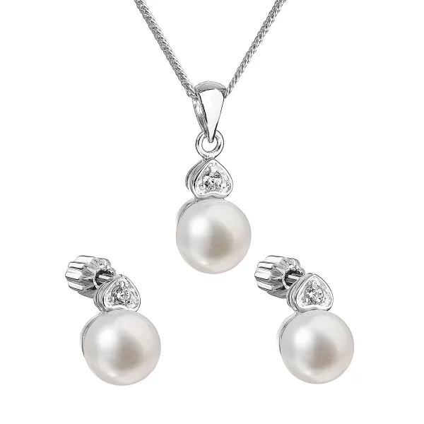 Perlová súprava vrátane retiazky z riečnych perál biela 29001.1