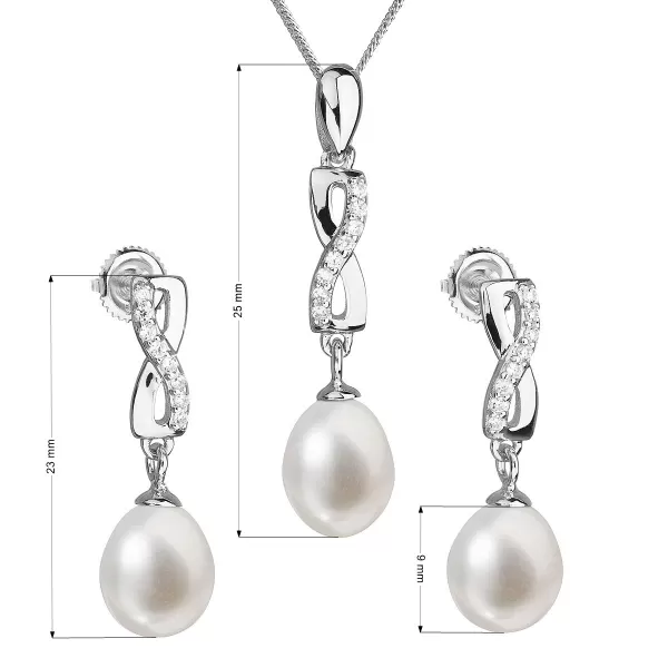 Perlová súprava z riečnych perál biela 29041.1