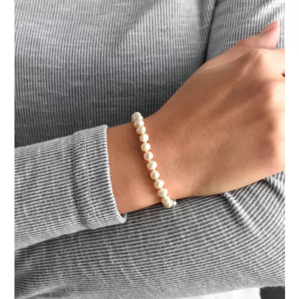 Perlový náramok z pravých riečnych perál biely 23002.1