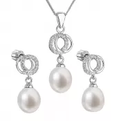 Perlová súprava vrátane retiazky z riečnych perál biela 29003.1