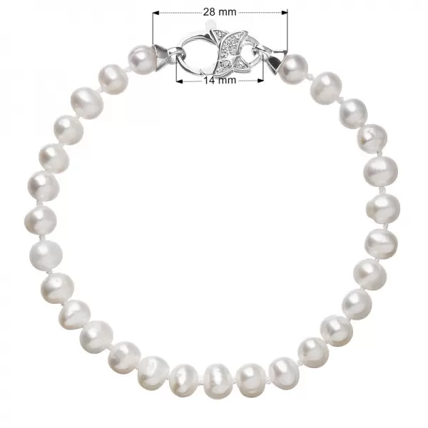 Perlový náramok z pravých riečnych perál biely 23002.1