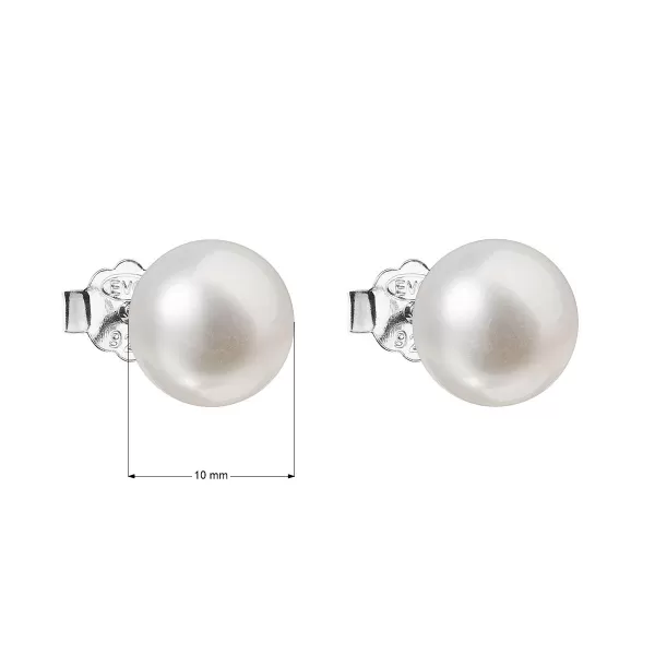 Strieborné náušnice kôstky s bielou riečnou perlou 21043.1