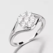 Strieborný prsteň s kvetinou zo zirkónov RXX07140094