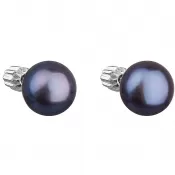 Strieborné náušnice kôstky s peacock riečnou perlou 21004.3