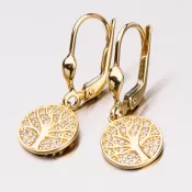 Dámske náušnice žlté zlato 585 zirkón 12-345