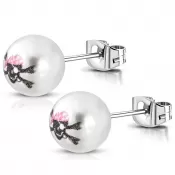 Oceľové náušnice s perlou GTTE527
