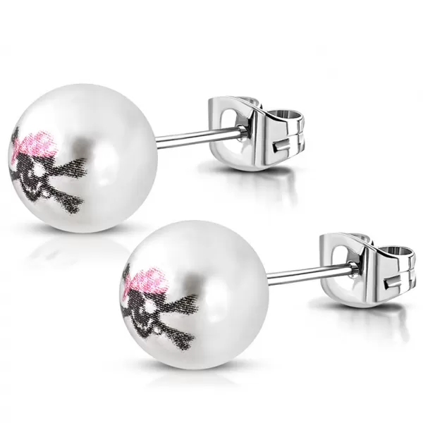 Oceľové náušnice s perlou GTTE527