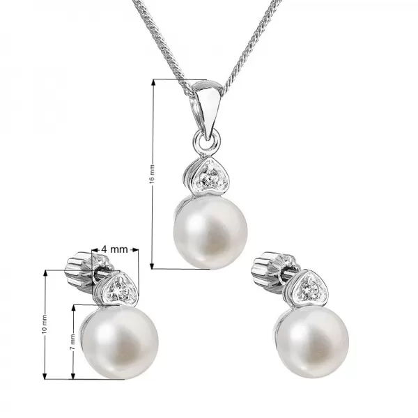 Perlová súprava vrátane retiazky z riečnych perál biela 29001.1