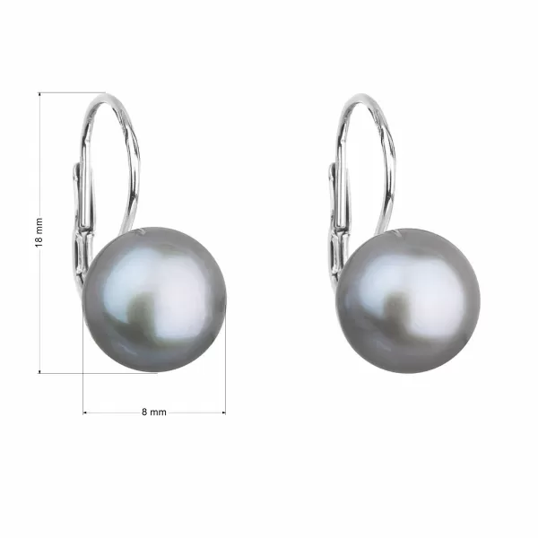 Strieborné náušnice visiace so šedou riečnou perlou 21009.3