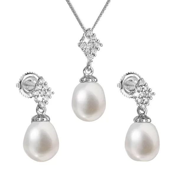 Perlová súprava z riečnych perál biela 29018.1