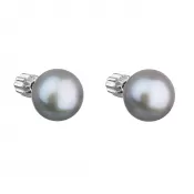 Strieborné náušnice kôstky so šedou riečnou perlou 21004.3