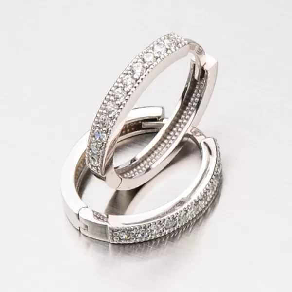 Náušnice s zirkónmi v bielom zlate 12-338