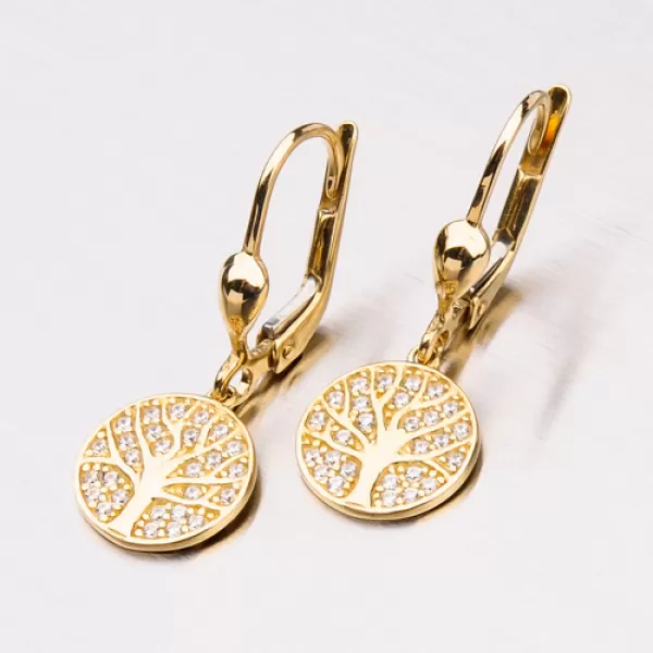 Dámske náušnice žlté zlato 585 zirkón 12-345