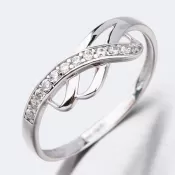 Prsteň so zirkónmi v bielom zlate 41-NR102B