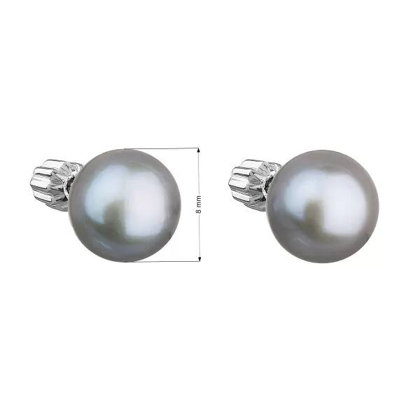 Strieborné náušnice kôstky so šedou riečnou perlou 21004.3