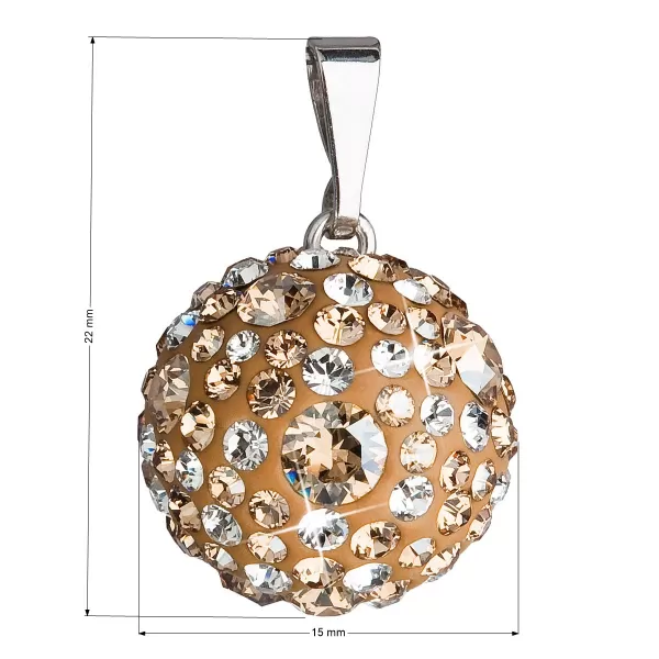 Strieborný prívesok s kryštálmi Swarovski zlatý okrúhly 34081.5