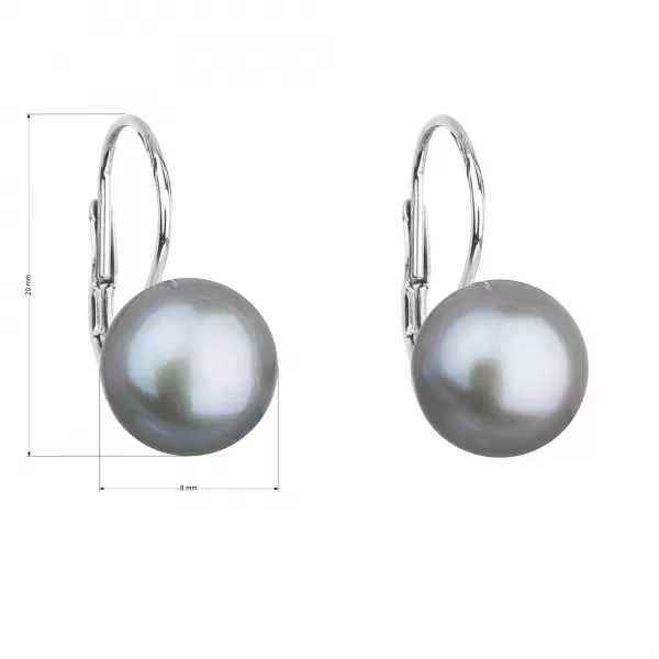 Strieborné náušnice visiace so šedou riečnou perlou 21009.3