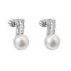 Strieborné náušnice visiace s bielou riečnou perlou 21001.1