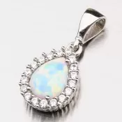 Prívesok z bieleho zlata s opálom a zirkónmi 13-193