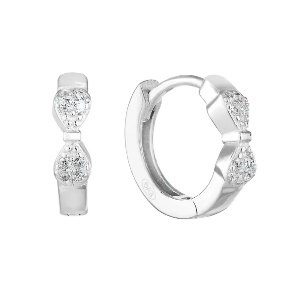 Strieborné náušnice kruhy so zirkónom v bielej farbe 11251.1