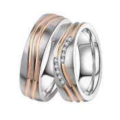 Oceľové snubné prstene so zirkónmi ST-88092