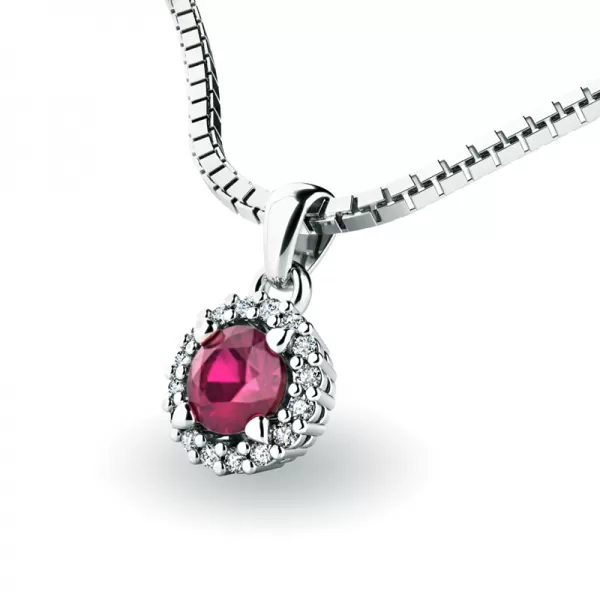 Dámsky prívesok prírodný diamant 0,50 ct G/SI s rubínom 10927-B-RUB